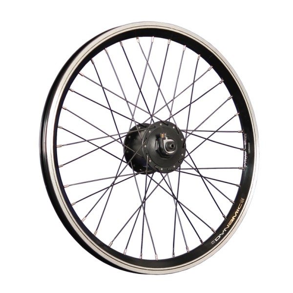 fietswiel 20 inch voorwiel holkamervelg naaf dynamo zwart/zwart
