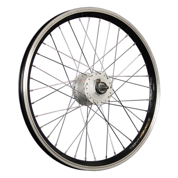 fietswiel 20 inch voorwiel holkamervelg naaf dynamo zwart/zilver