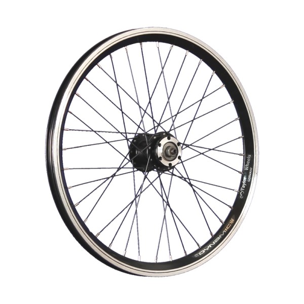 fietswiel 20 inch voorwiel Dynamic4 holkamer 6 gaten disc zwart