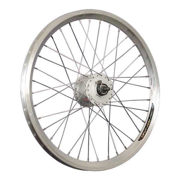 fietswiel 20 inch voorwiel Dynamic 3 DH-C3000-3N naafdynamo zilver