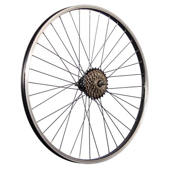26 inch fiets achterwiel aluminium velg met 6-speed freewheel zwart