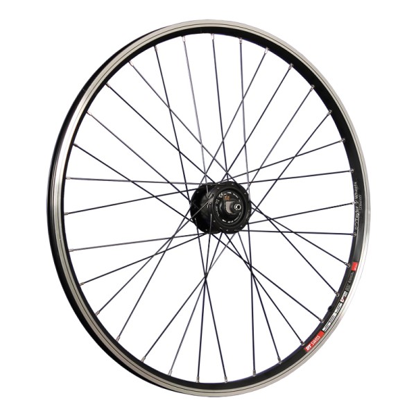 fietswiel 26 inch voorwiel Dt Swiss naafdynamo Alfine Disc zwart