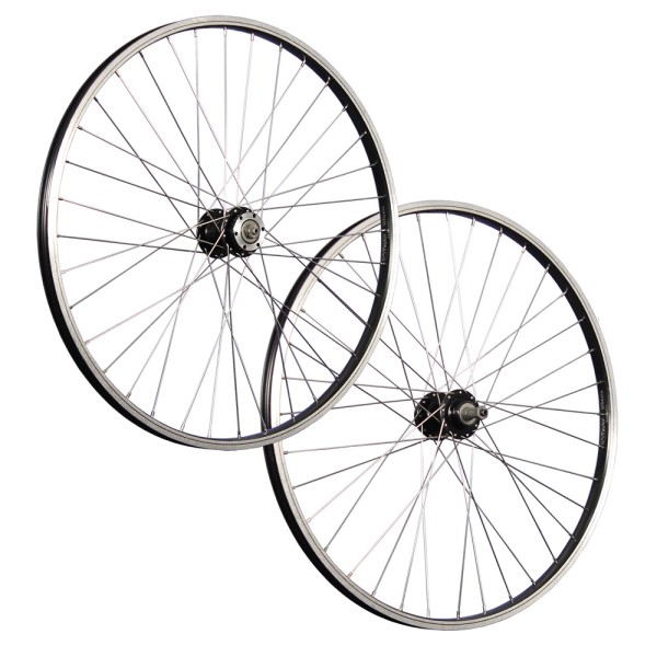 fietswielen 26 inch wielenset JOYTech Disc 6 gaten roestvrij staal zwart