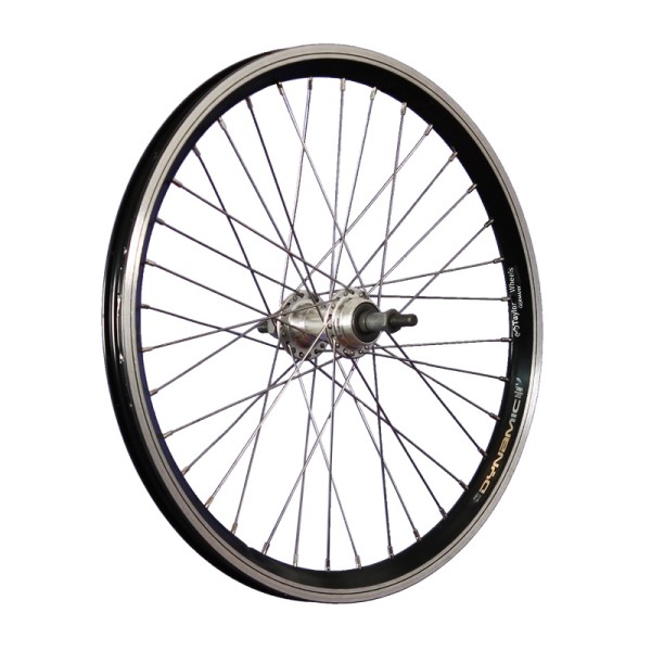 fietswiel 20inch achterwiel holkamervelg schroefkrans zwart/zilver