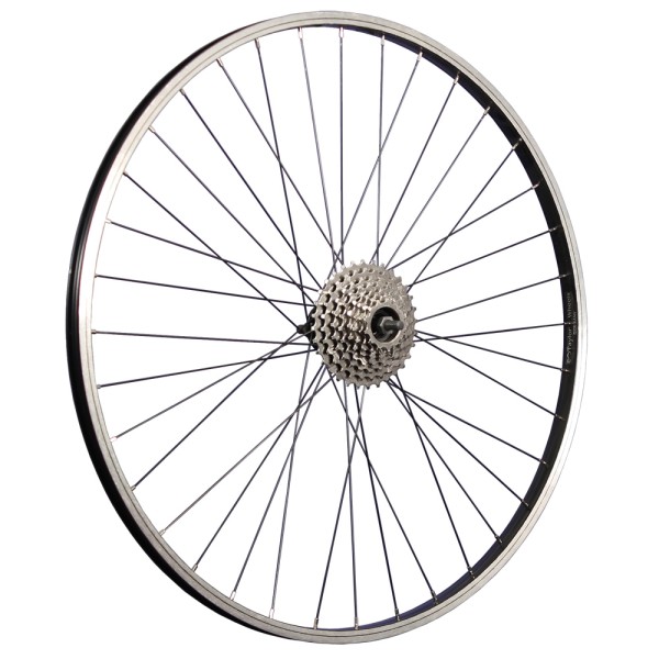 28 inch fiets achterwiel aluminium velg met 8-speed freewheel zilver