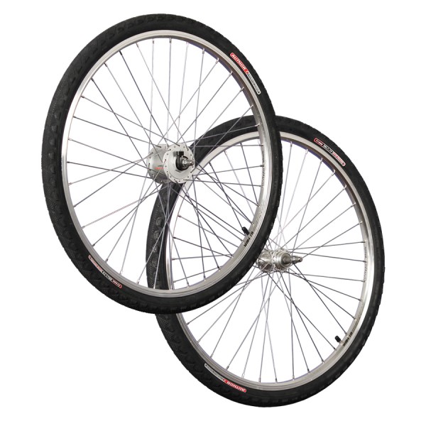 fietswielen 26 inch wielenset naafdynamo banden zilver