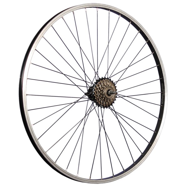 28 inch fiets achterwiel aluminium velg met 6-speed freewheel zwart