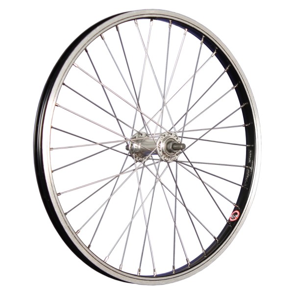 fietswiel 20 inch voorwiel roestvrij staal 406-19 zwart/zilver
