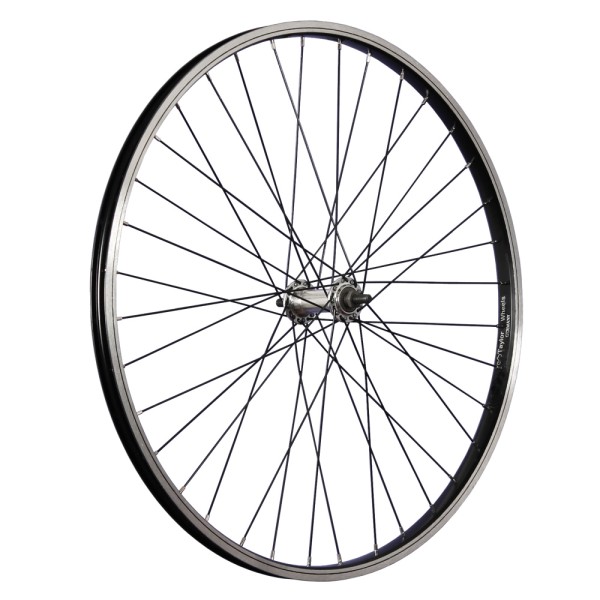 fietswiel 26 inch voorwiel hub aluminium 559-21 zwart/zilver