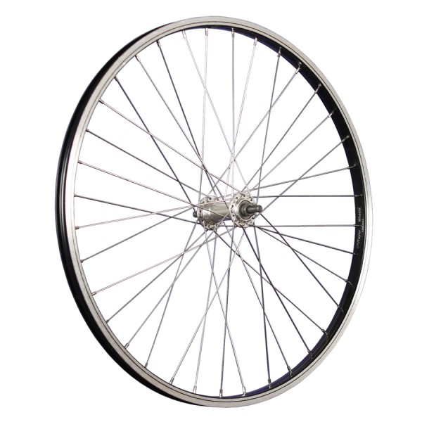 fietswiel 24 inch voorwiel roestvrij staal 507-19 zwart/zilver