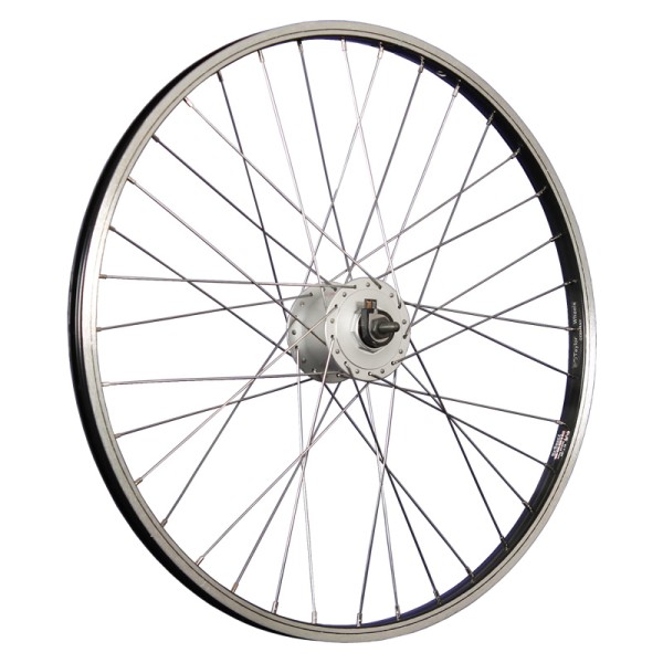 fietswiel 24 inch voorwiel met naafdynamo 507-19 zwart/zilver