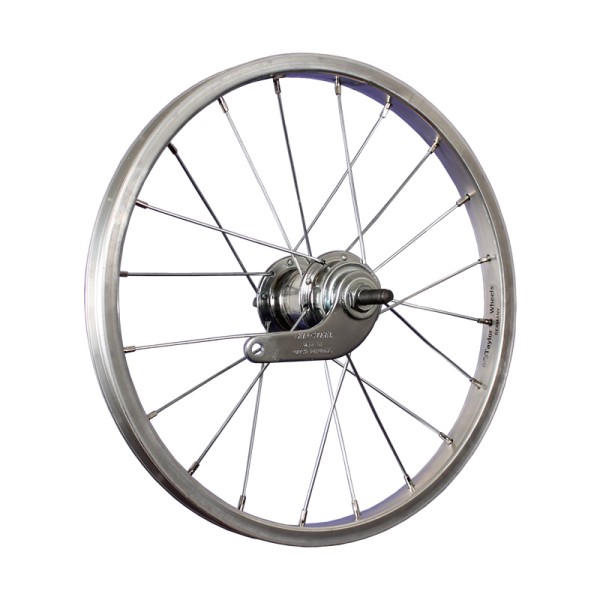 fietswiel 16 inch achterwiel terugtrapnaaf roestvrij staal 305-19 zilver