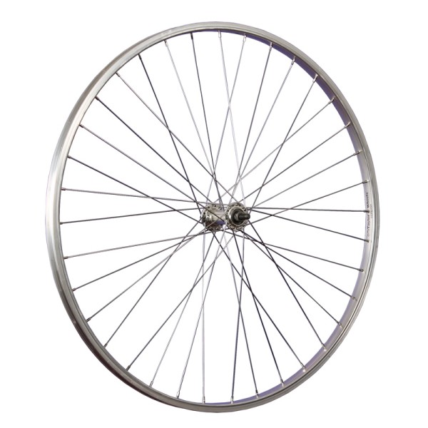 fietswiel 28 inch voorwiel roestvrij staal 622-19 voorwielnaaf 36 zilver