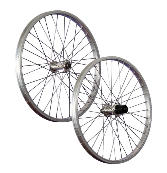 fietswielen 20 inch wielenset Shimano FH-TX500 7-10 zilver