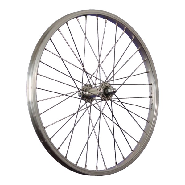 fietswiel 20 inch voorwiel roestvrij staal spaken voorwielnaaf zilver
