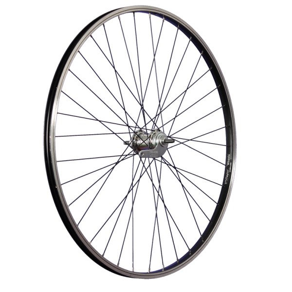 fietswiel 28 inch achterwiel aluminium terugtrapnaaf zwart/zilver