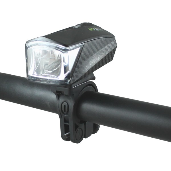 Fiets LED Carbon Light Front Light 25 Lux Batterij Koplampen Zwart Stvzo