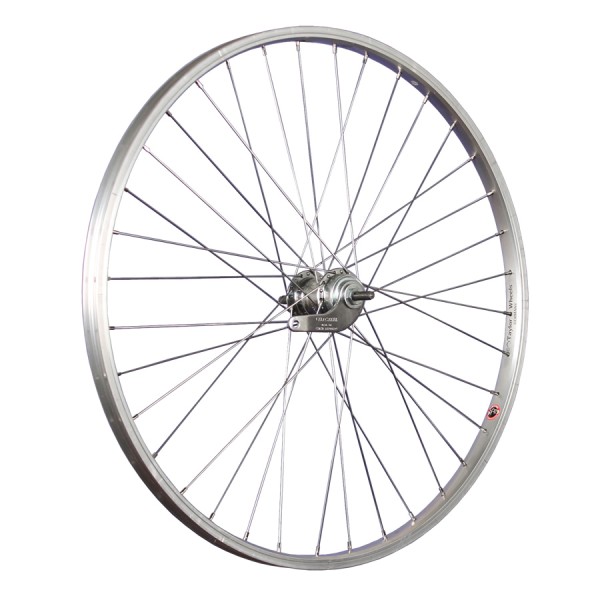 fietswiel 26 inch achterwiel met terugtrap 559-21 roestvrij staal zilver
