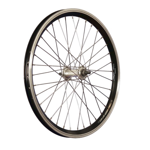 fietswiel 20 inch voorwiel Dynamic4 406-19 volle as zwart/zilver