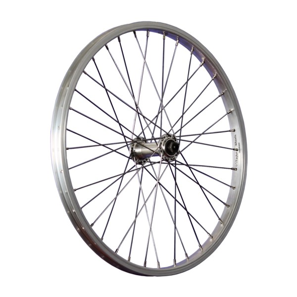 fietswiel 20 inch voorwiel velg aluminium snelspanner zilver